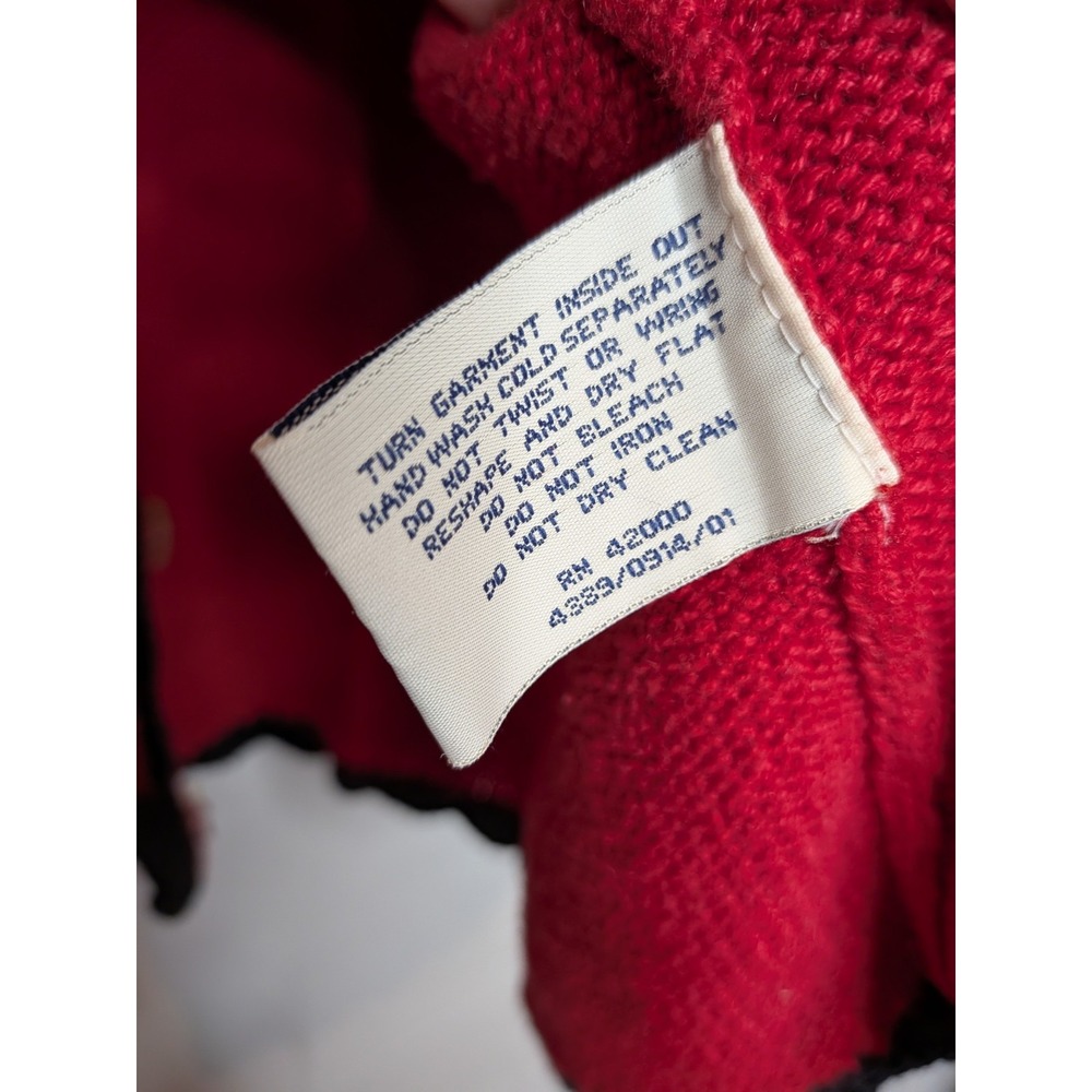 Vtg Granny Core Embroidered Cardigan Sweater Size Large Red Winter Chunky Knit - Picture 11 of 11